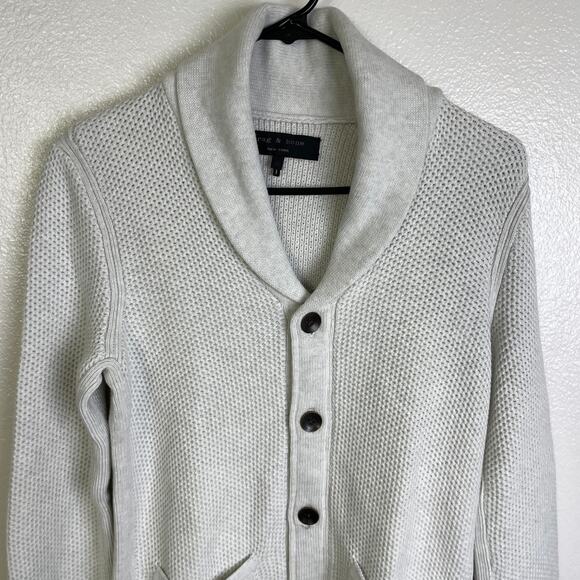 Rag and Bone Cardiff Cardigan Sweater Mens XS White Shawl Collar Button NWOT - Picture 3 of 8